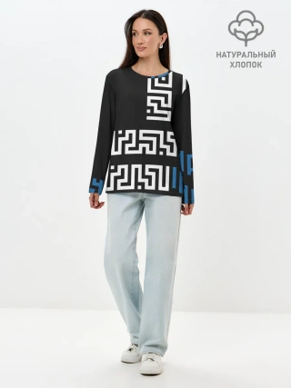 Лонгслив женский. Хлопок / Геометрический Минимализм