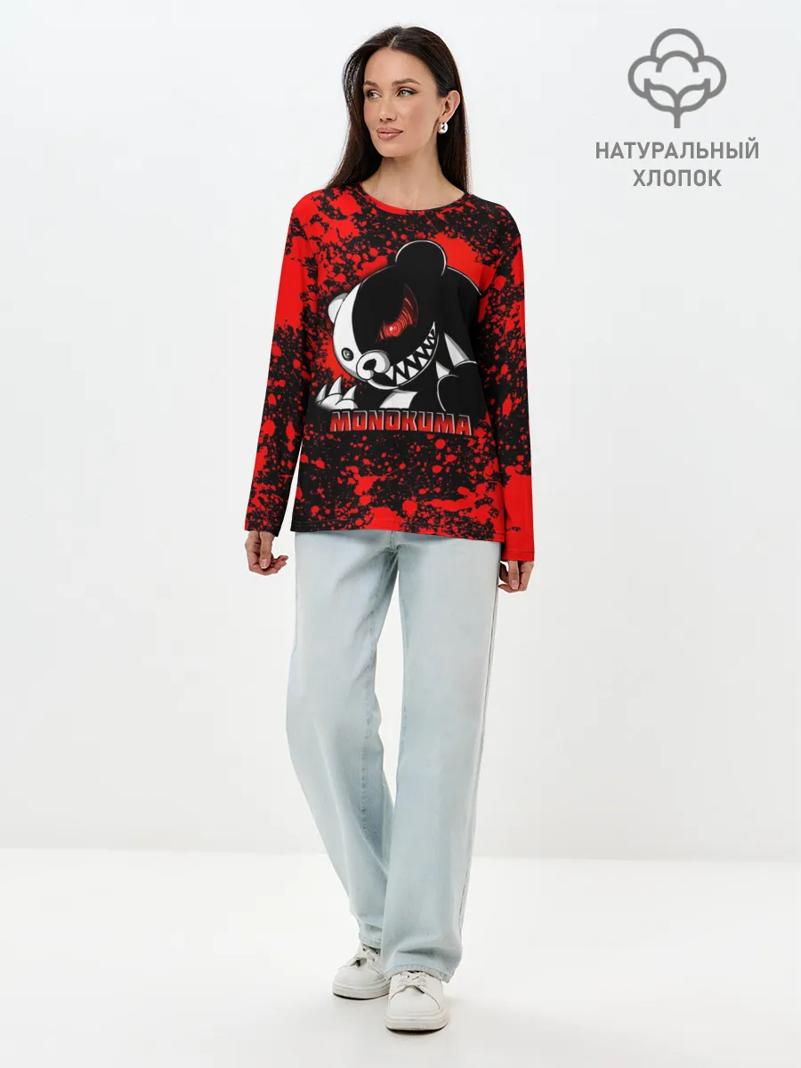 Лонгслив женский. Хлопок / MONOKUMA / МОНОКУМА BLOOD