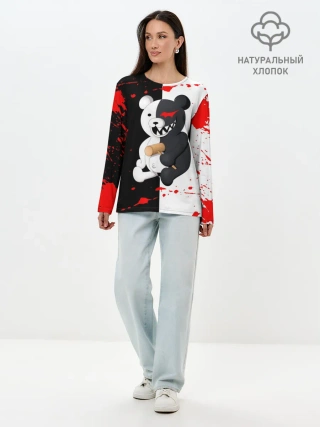 Лонгслив женский. Хлопок / monokuma с молотком