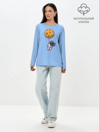 Лонгслив женский. Хлопок / Космонавт с шариком