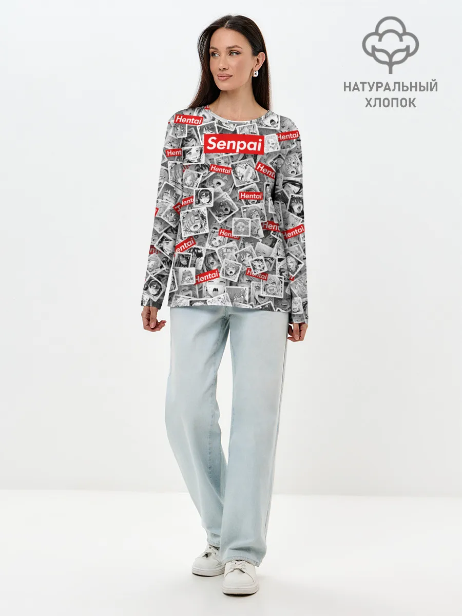 Лонгслив женский. Хлопок / Hentai senpai