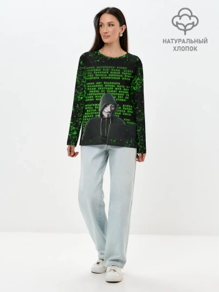 Лонгслив женский. Хлопок / Матрица мата | Анонимус