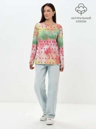 Лонгслив женский. Хлопок / Бархатный арбуз