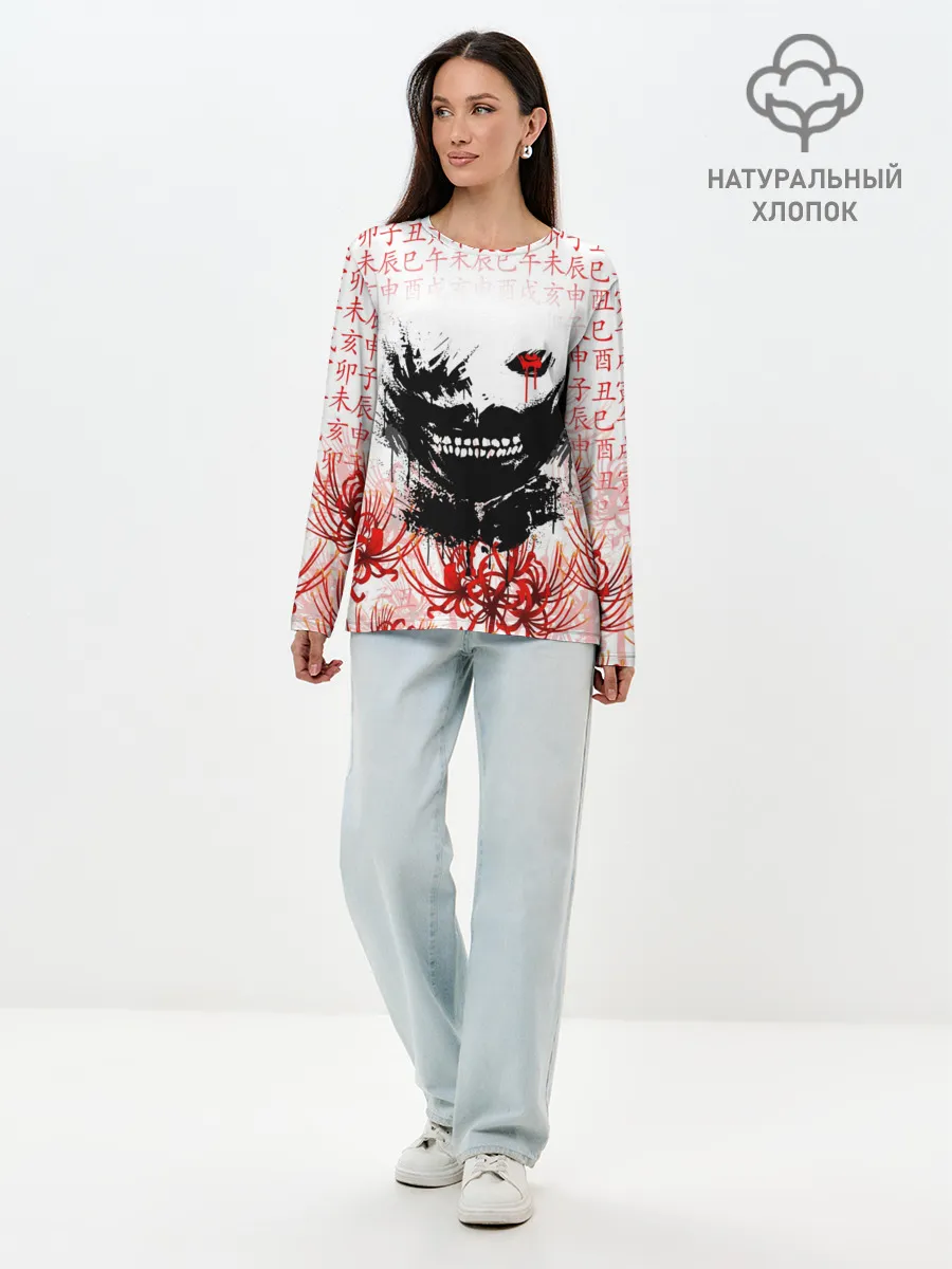 Лонгслив женский. Хлопок / Kaneki Ken face