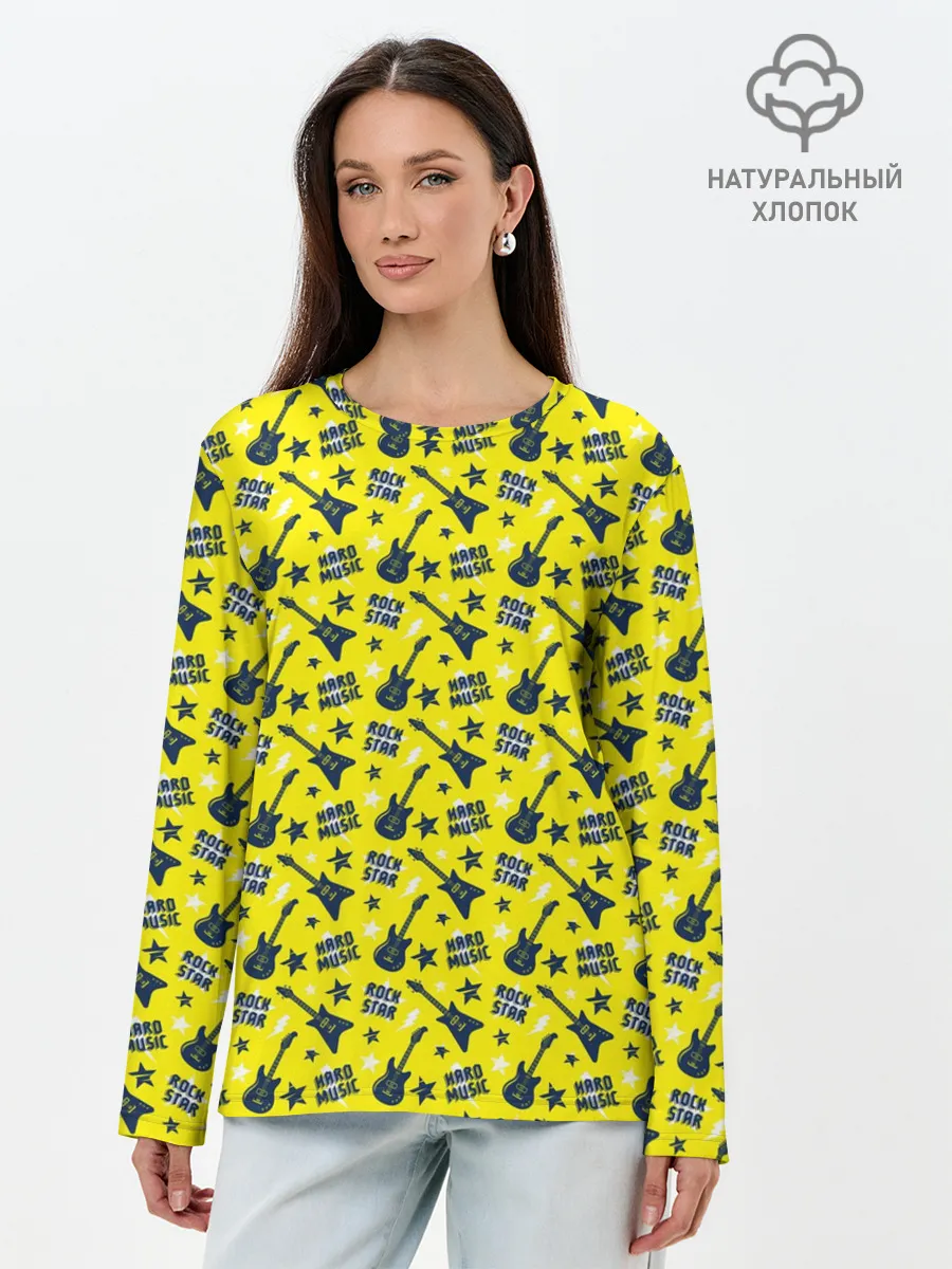 Лонгслив женский. Хлопок / Рок-звезда