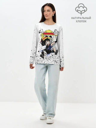 Лонгслив женский. Хлопок / Луффи