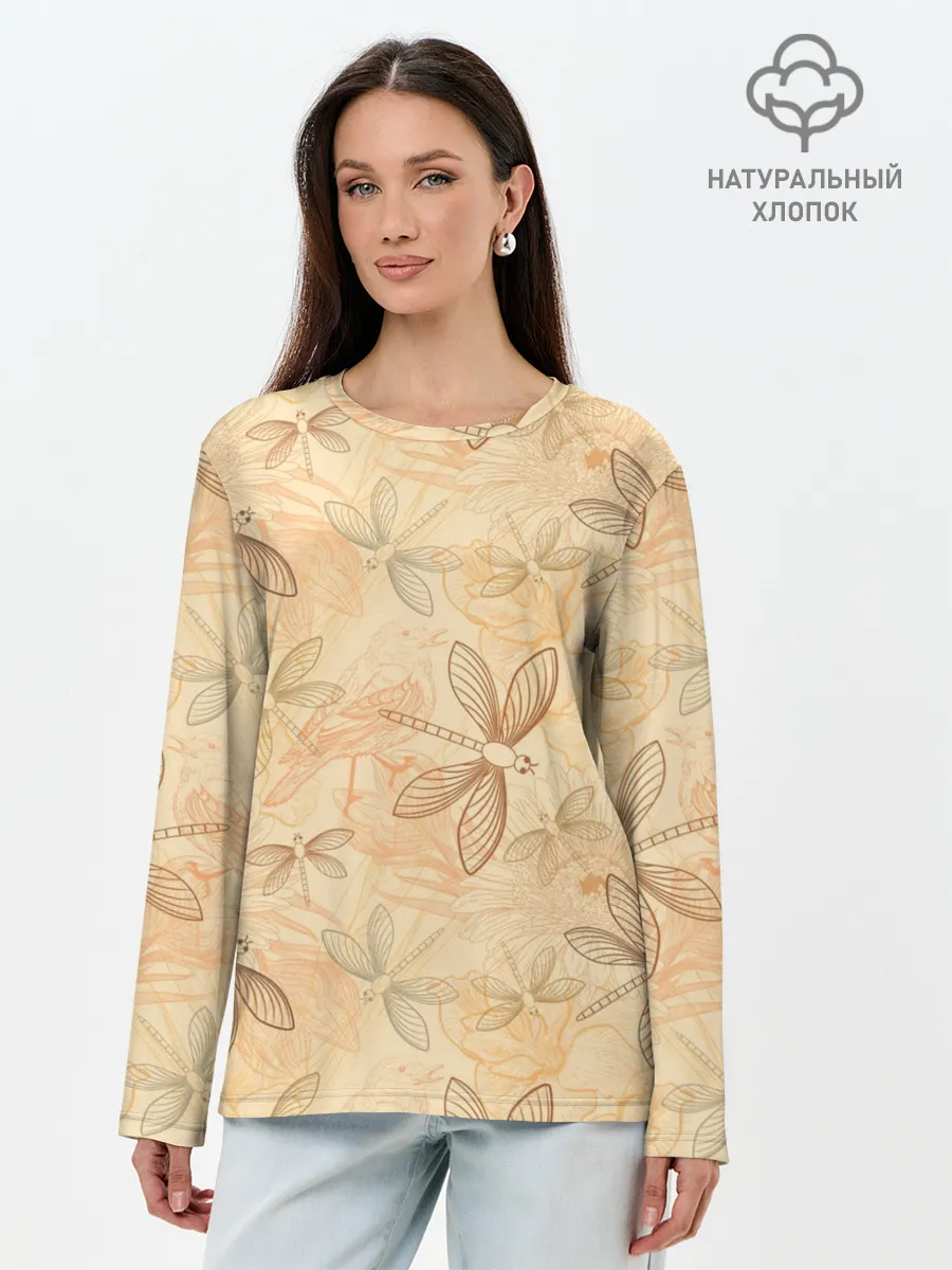Лонгслив женский. Хлопок / Стрекоза