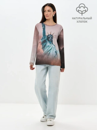 Лонгслив женский. Хлопок / Статуя свободы