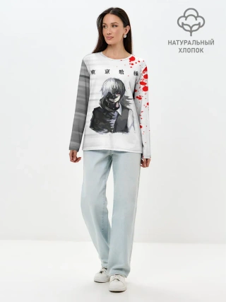 Лонгслив женский. Хлопок / Kaneki Ken красные капли