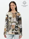 Лонгслив женский. Хлопок / Котики смешные