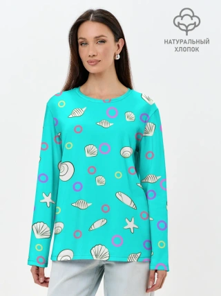 Лонгслив женский. Хлопок / Морские моллюски