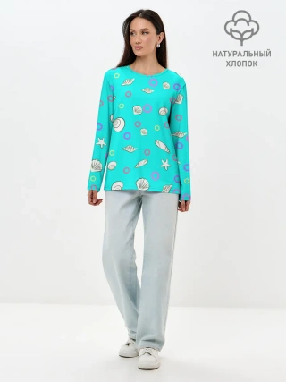 Лонгслив женский. Хлопок / Морские моллюски