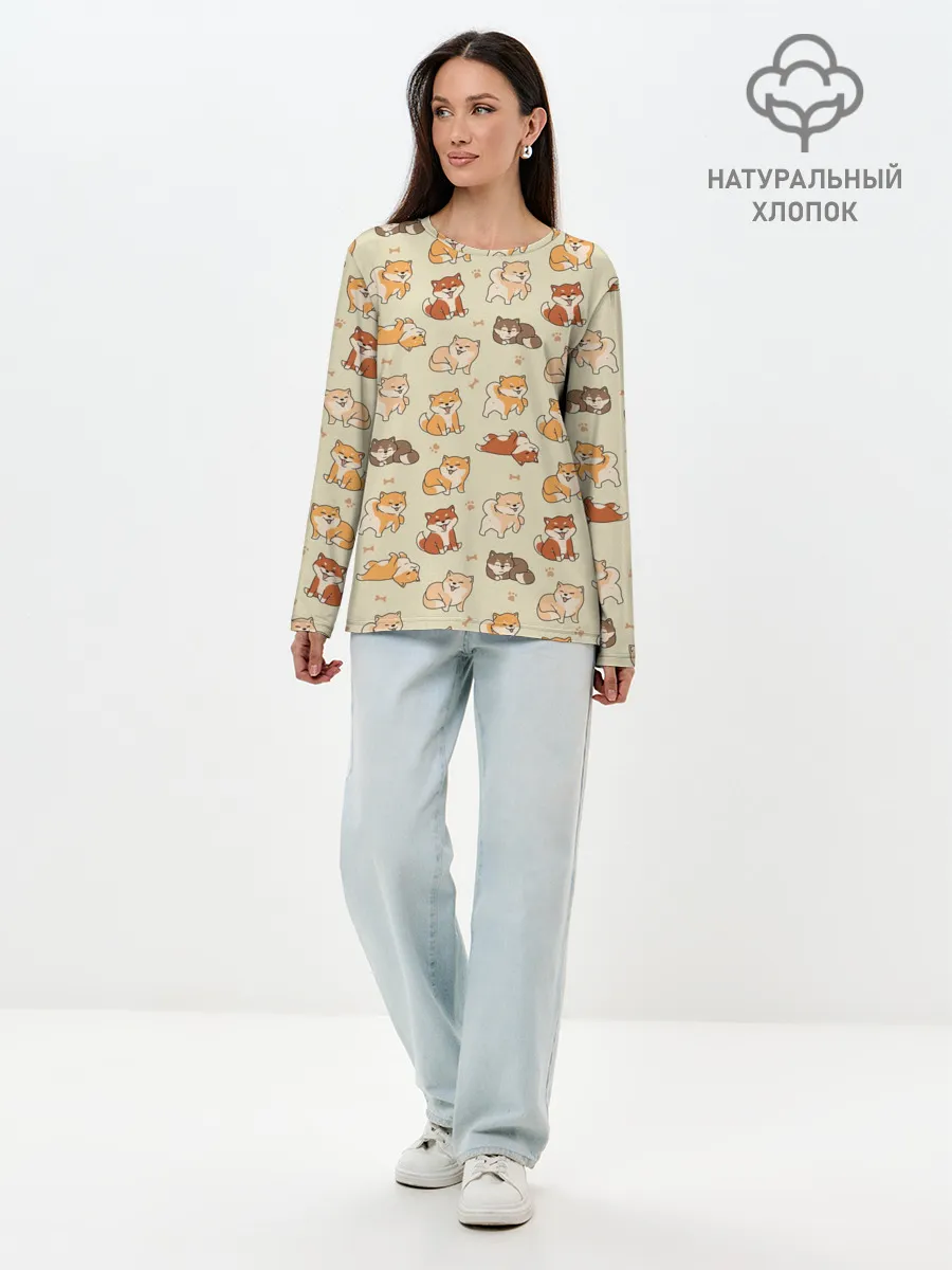 Лонгслив женский. Хлопок / Шиба-Ину