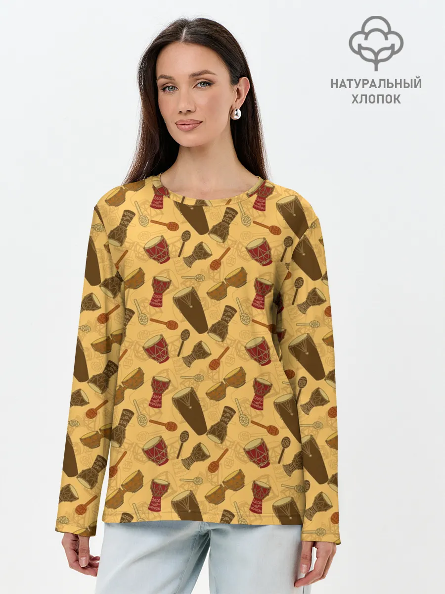 Лонгслив женский. Хлопок / Ударные Инструменты