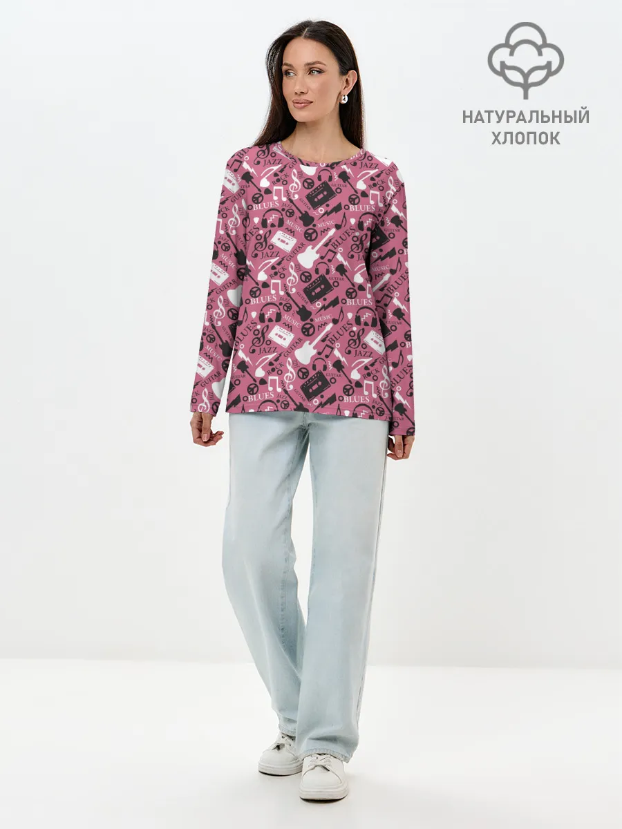 Лонгслив женский. Хлопок / Музыка