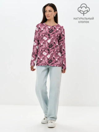 Лонгслив женский. Хлопок / Музыка