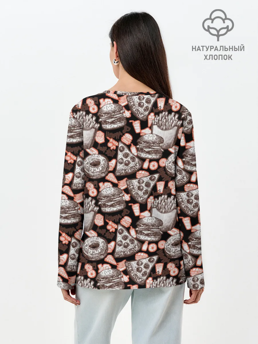 Лонгслив женский. Хлопок / Фастфуд / Fast food