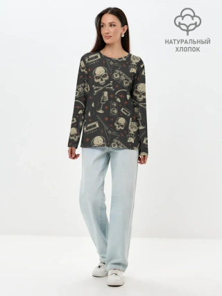 Лонгслив женский. Хлопок / Рок-музыка