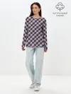 Лонгслив женский. Хлопок / Клеточный узор