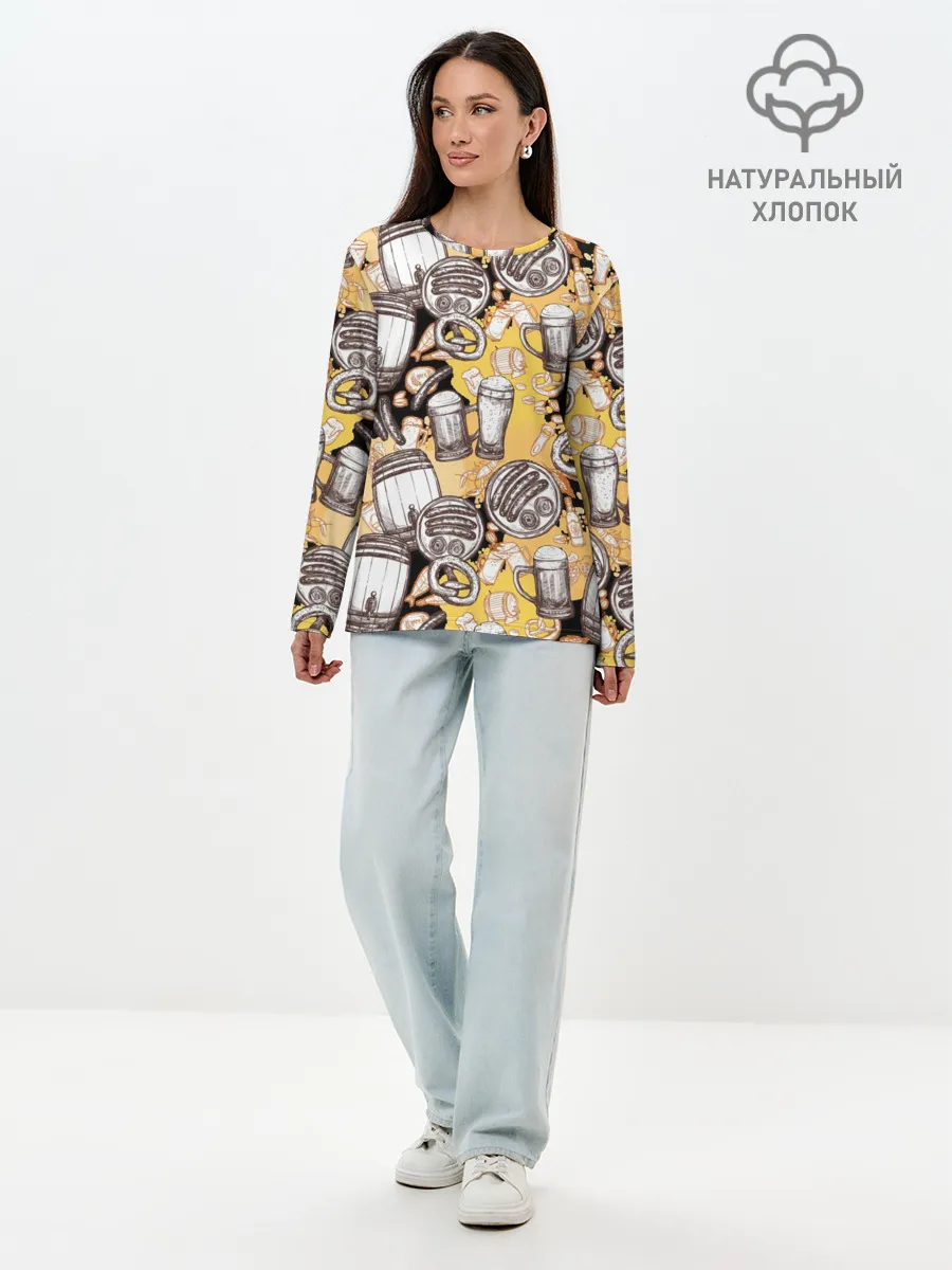 Лонгслив женский. Хлопок / Пиво / Beer