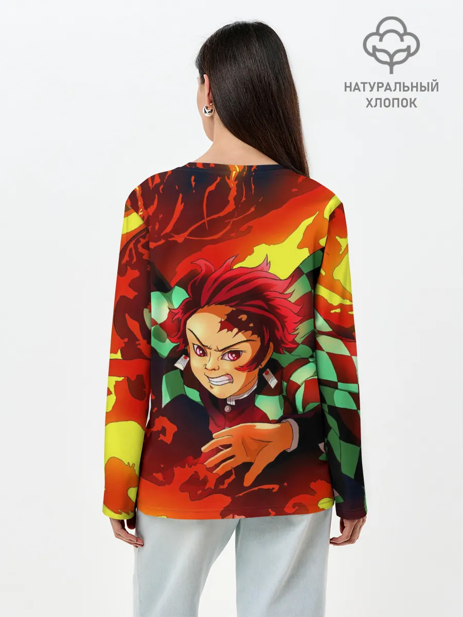 Лонгслив женский. Хлопок / КЛИНОК РАССЕКАЮЩИЙ ДЕМОНОВ