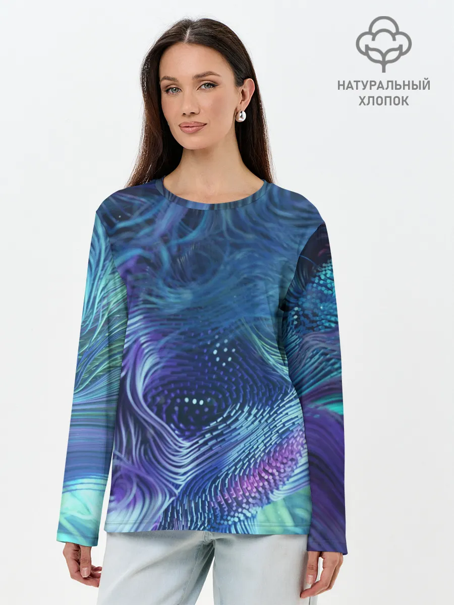 Лонгслив женский. Хлопок / Абстракция