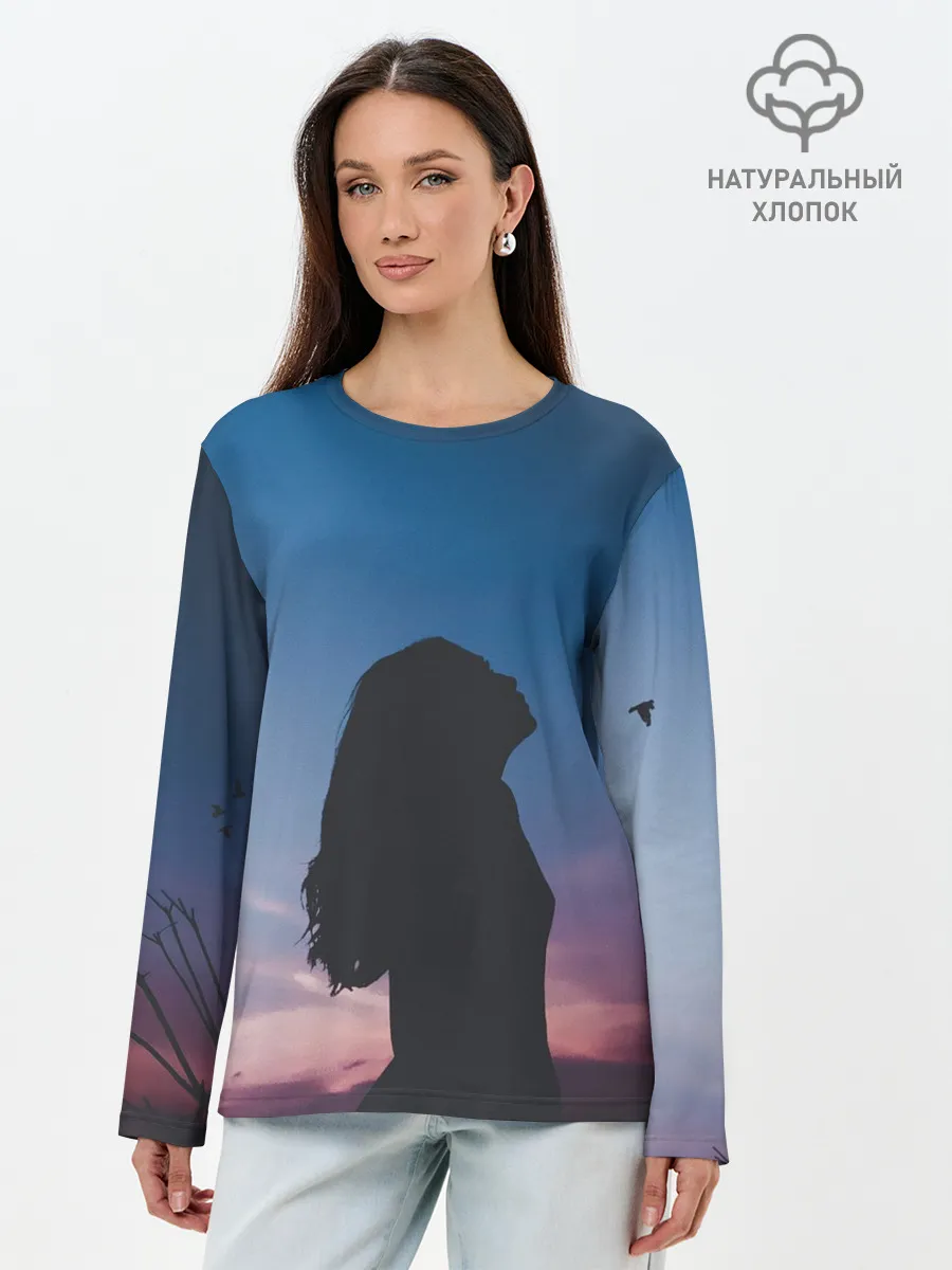Лонгслив женский. Хлопок / Девушка