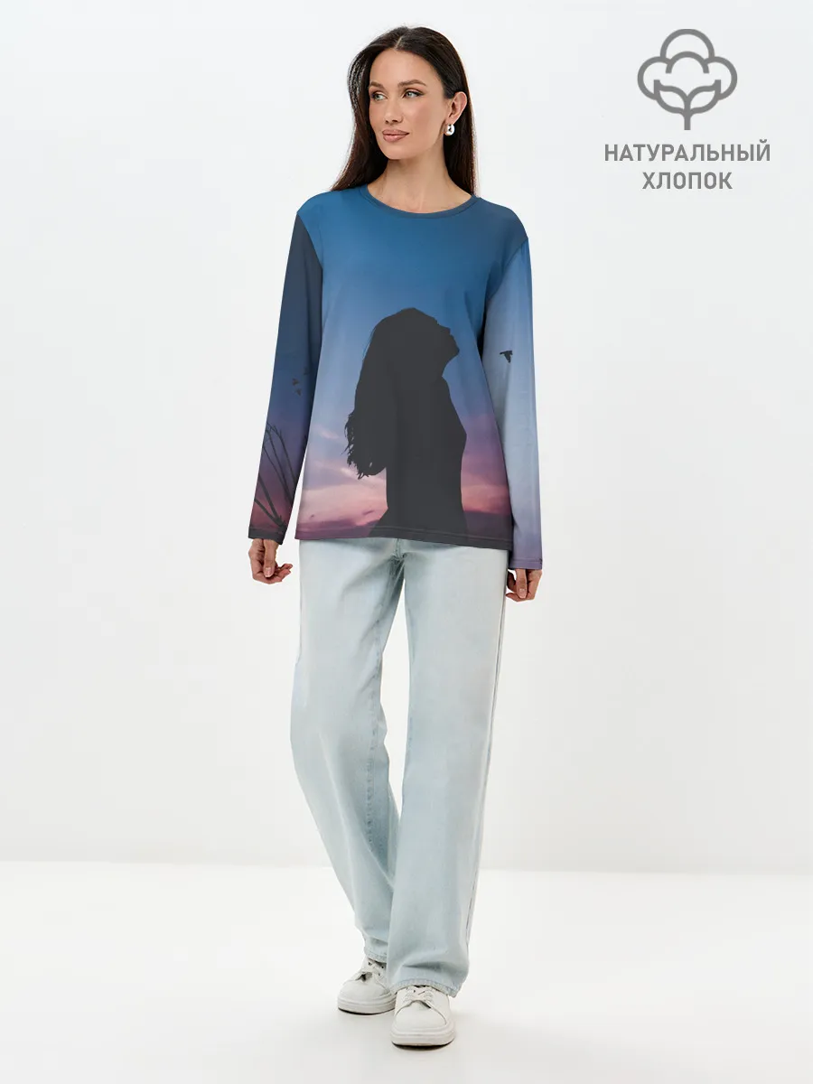 Лонгслив женский. Хлопок / Девушка