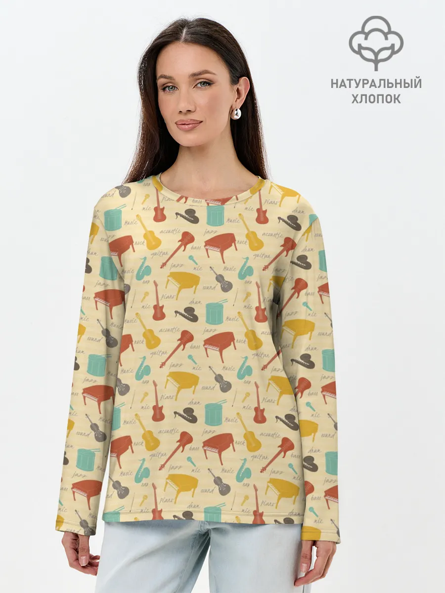 Лонгслив женский. Хлопок / Музыкант