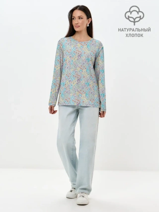 Лонгслив женский. Хлопок / Музыкальные ноты