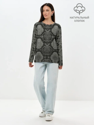 Лонгслив женский. Хлопок / Змеиная чешуя