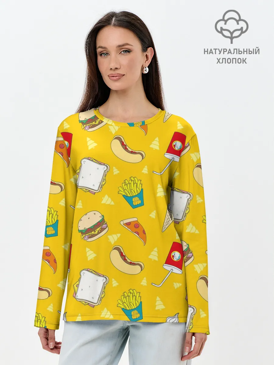 Лонгслив женский. Хлопок / Фастфуд