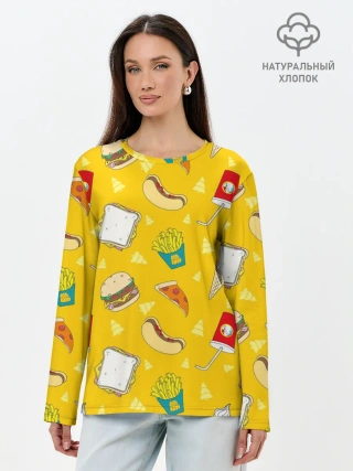 Лонгслив женский. Хлопок / Фастфуд
