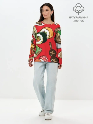 Лонгслив женский. Хлопок / Еда