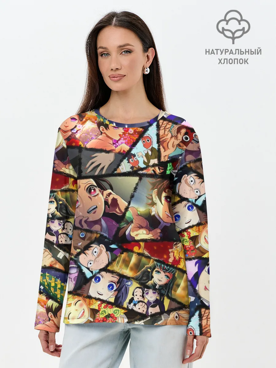 Лонгслив женский. Хлопок / КЛИНОК РАССЕКАЮЩИЙ ДЕМОНОВ