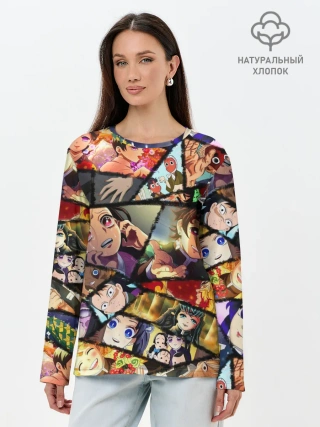 Лонгслив женский. Хлопок / КЛИНОК РАССЕКАЮЩИЙ ДЕМОНОВ