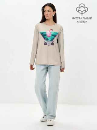 Лонгслив женский. Хлопок / Фламинго