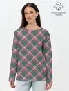 Лонгслив женский. Хлопок / Клеточный узор