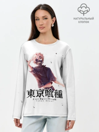 Лонгслив женский. Хлопок / Канеки Кен | Токийский гуль