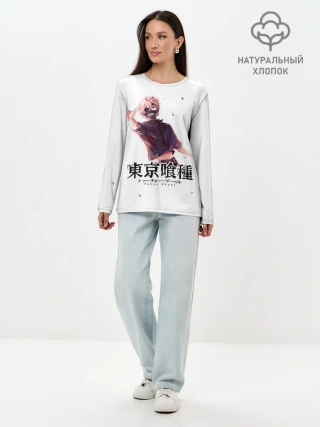 Лонгслив женский. Хлопок / Канеки Кен | Токийский гуль