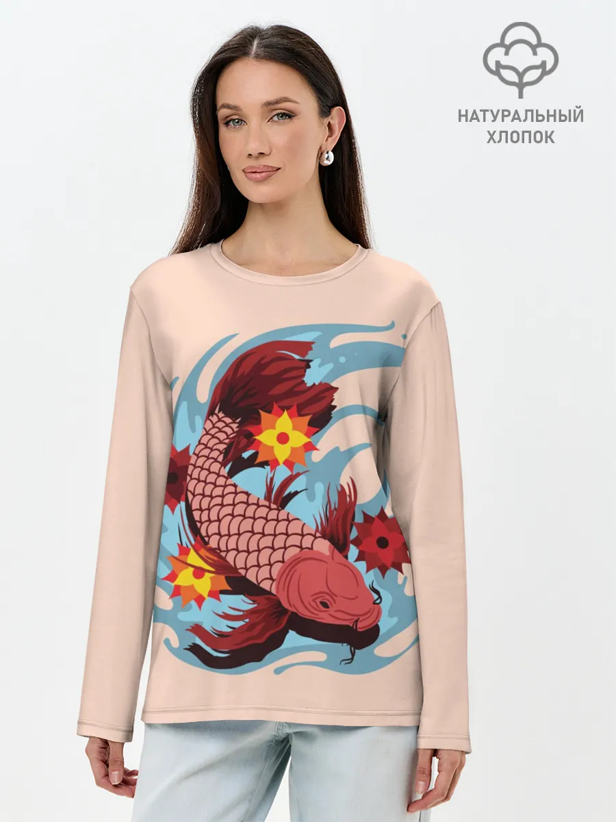 Лонгслив женский. Хлопок / Японский Карп