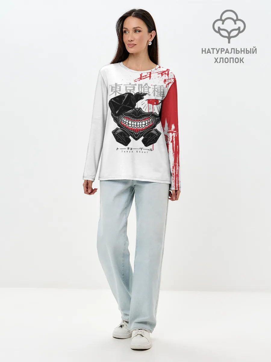 Лонгслив женский. Хлопок / Kaneki Ken кусок головы