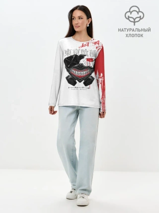 Лонгслив женский. Хлопок / Kaneki Ken кусок головы