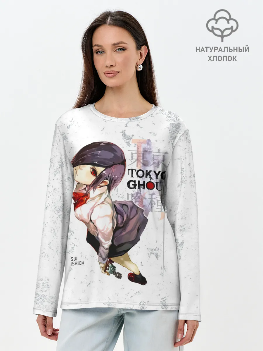 Лонгслив женский. Хлопок / Тоука Киришима в школьной форме