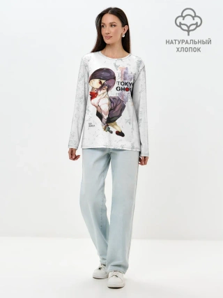 Лонгслив женский. Хлопок / Тоука Киришима в школьной форме