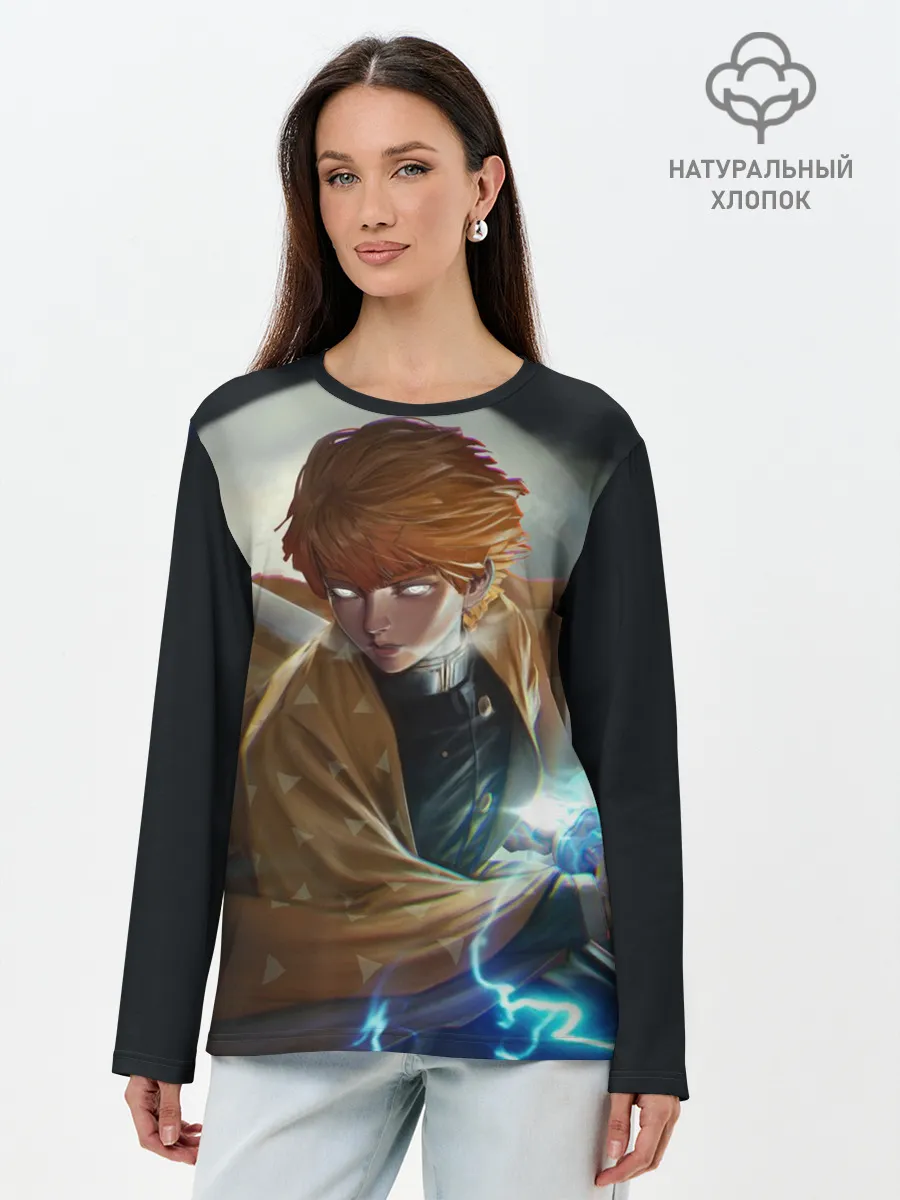Лонгслив женский. Хлопок / КЛИНОК РАССЕКАЮЩИЙ ДЕМОНОВ