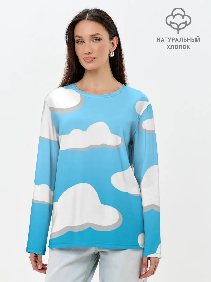 Лонгслив женский. Хлопок / Небо