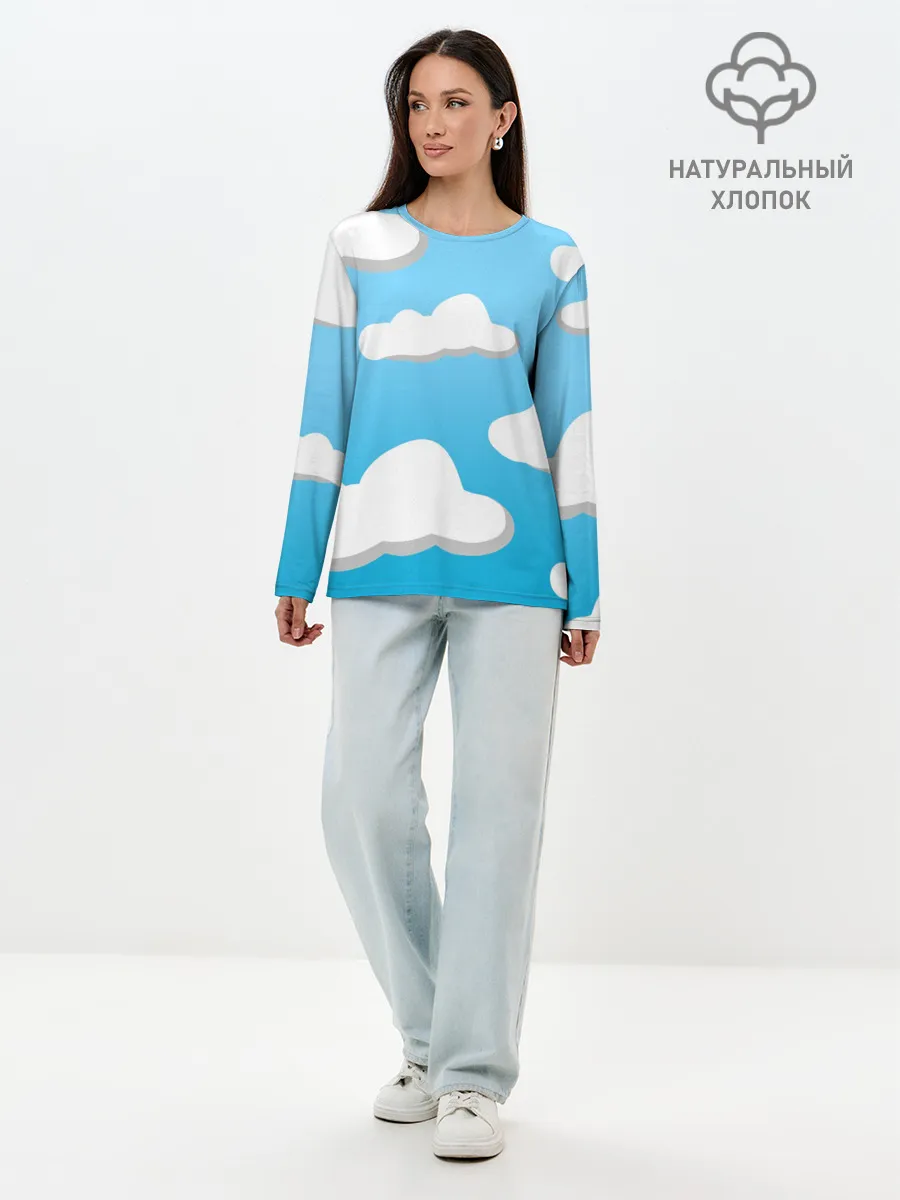 Лонгслив женский. Хлопок / Небо