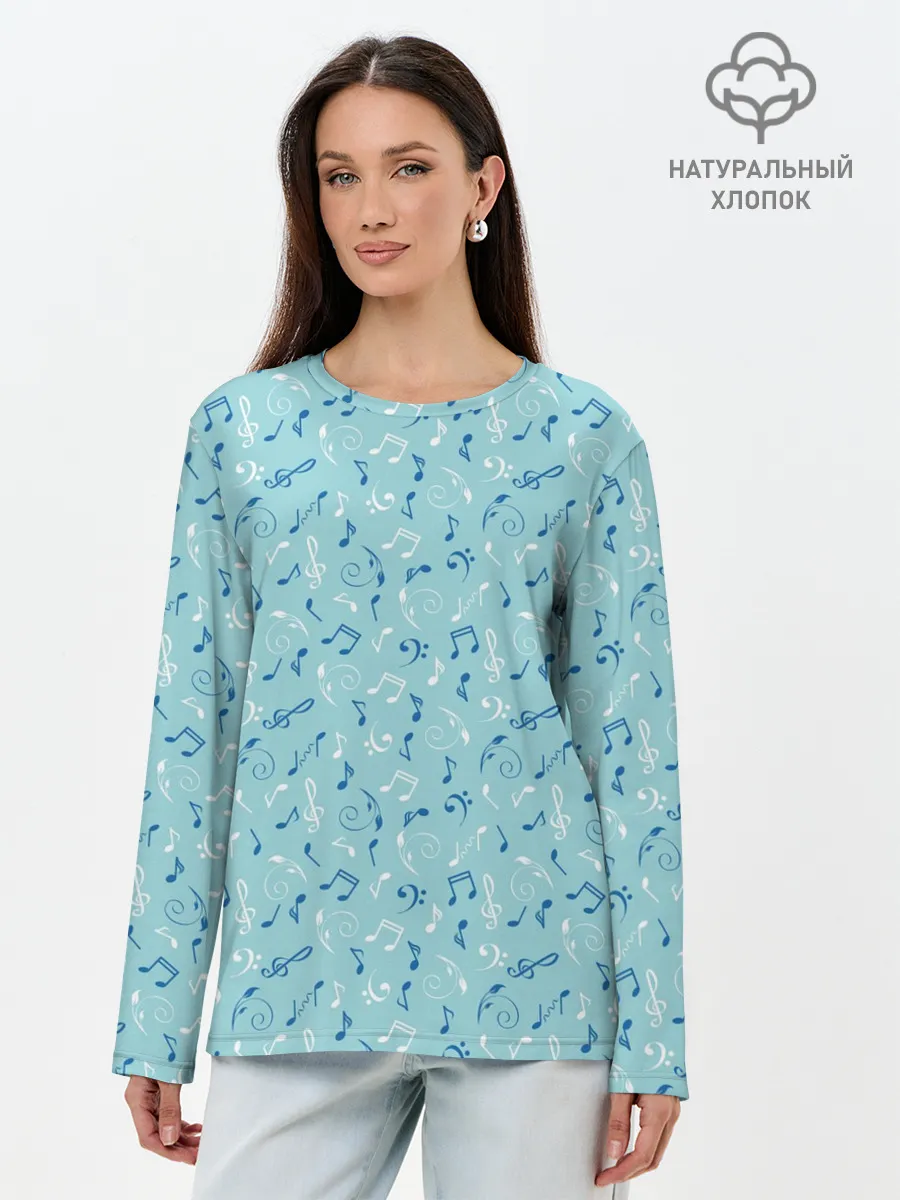 Лонгслив женский. Хлопок / Ноты