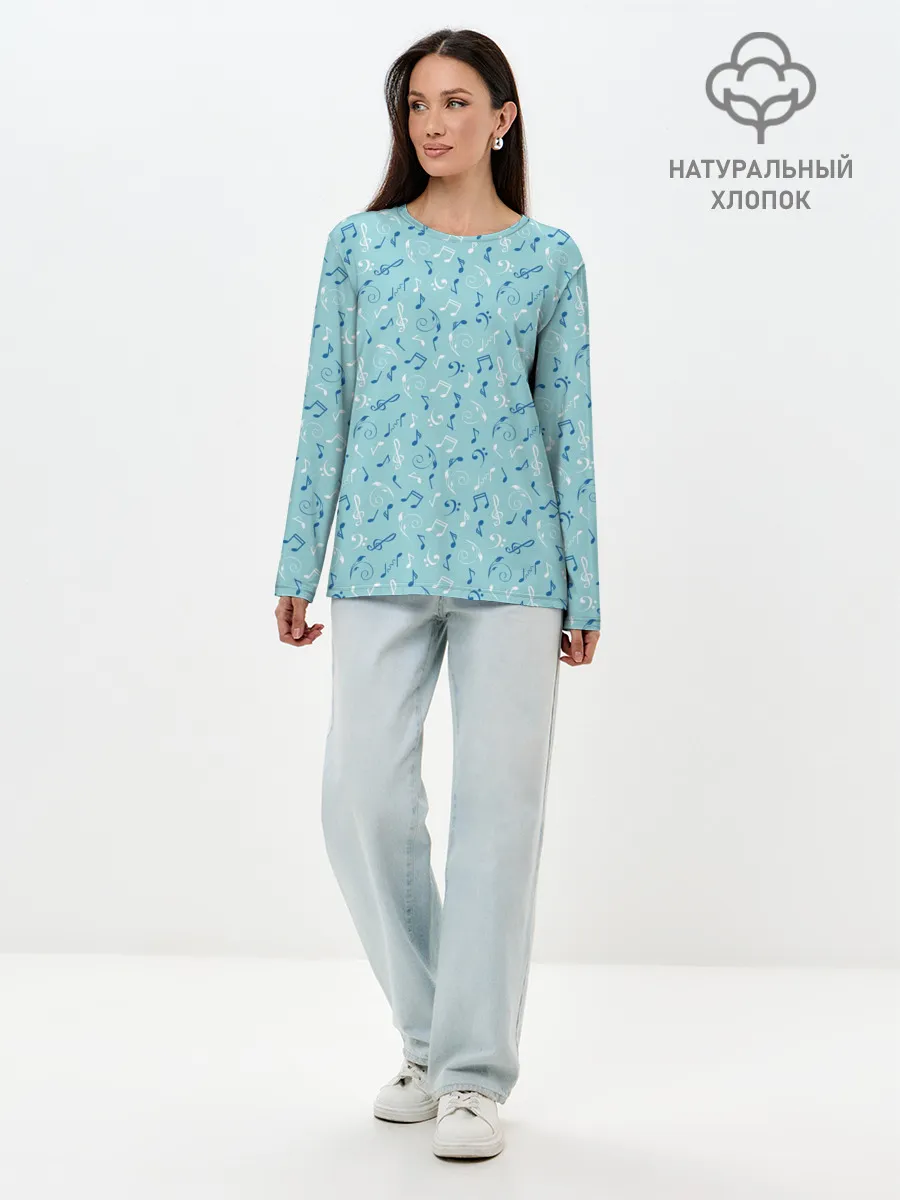 Лонгслив женский. Хлопок / Ноты